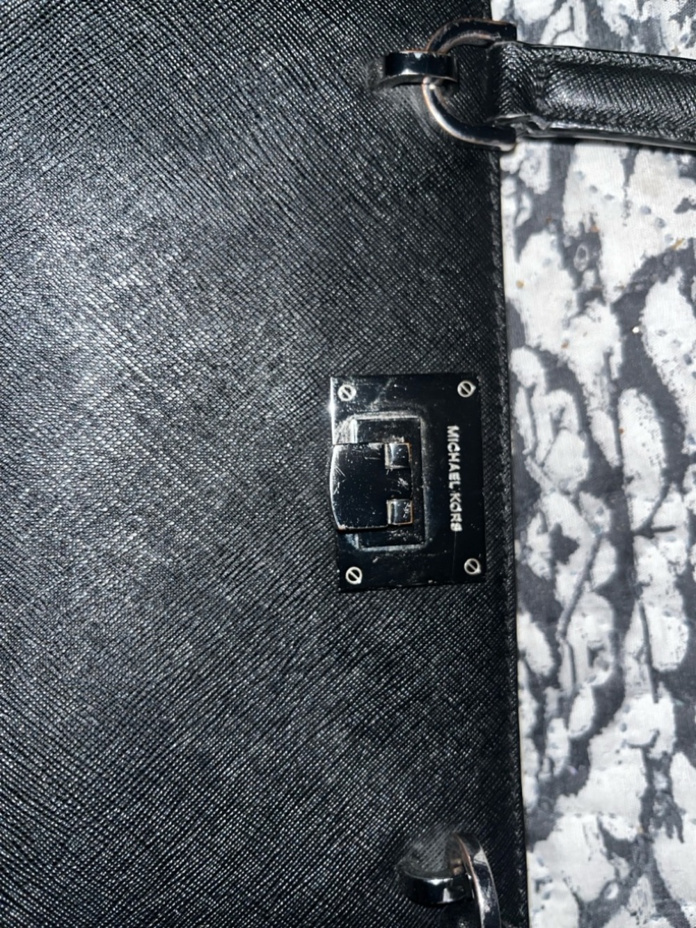 Michael Kors Black Saffiano Leather Shoulder Bag with Polished Hardware